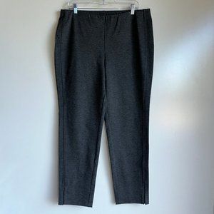 J.JILL Ponte Slim Leg Charcoal Heather Pull-On Pants Size Large ~ EUC